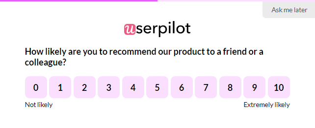 Userpilot NPS survey