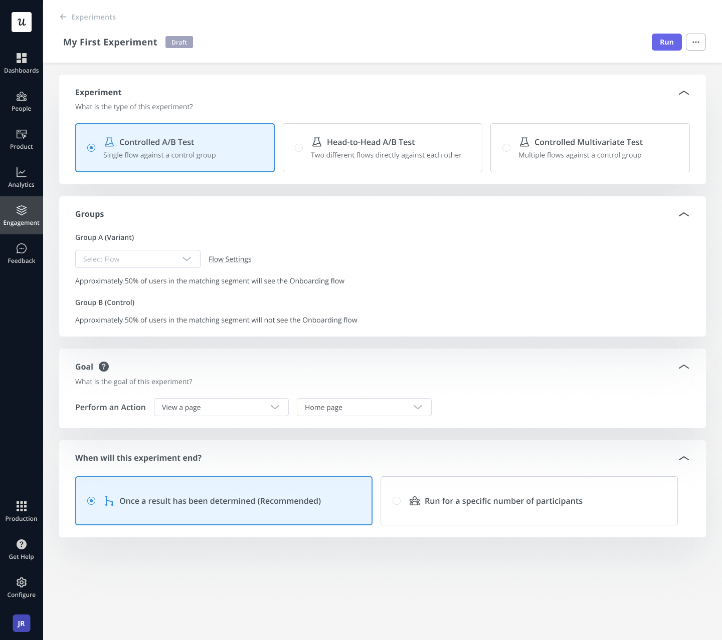 Creating an A/B test in Userpilot