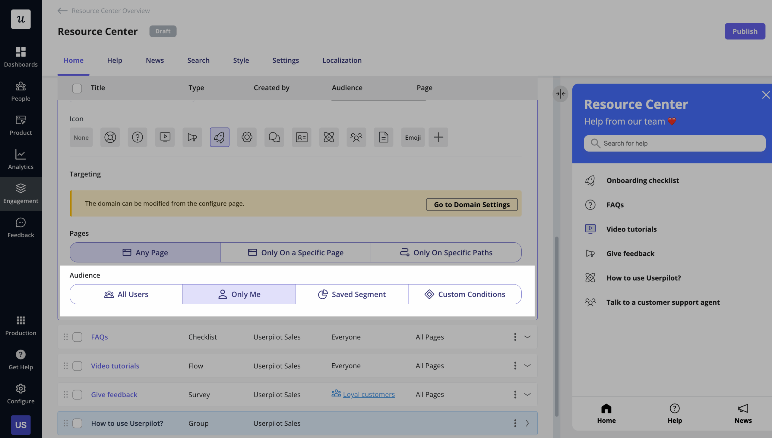 Test your resource center before publishing