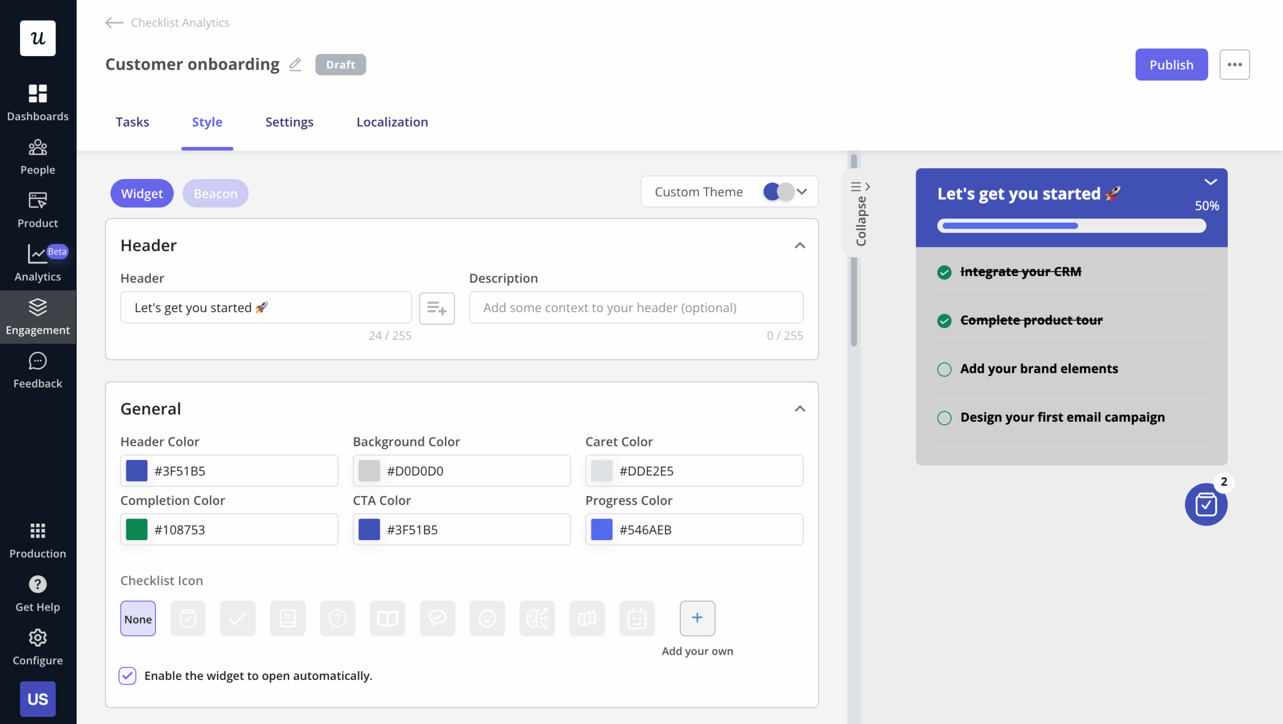 Checklist made in Userpilot