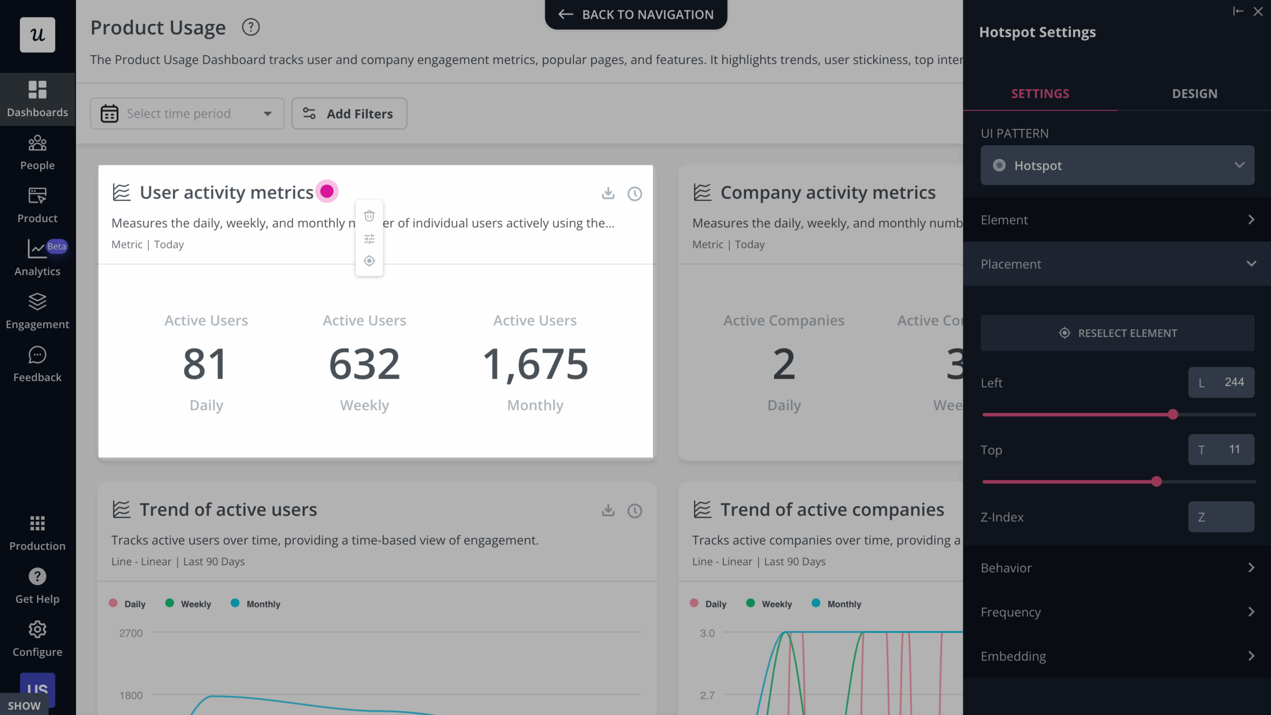 Hotspots in Userpilot