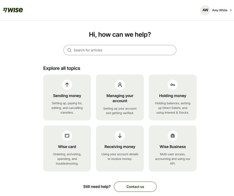 Wise help center page