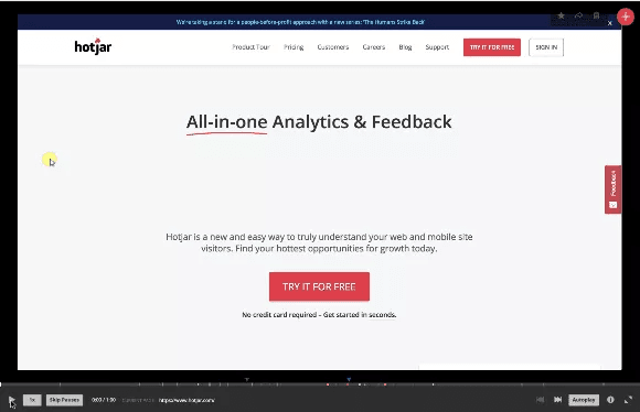 Session recording in Hotjar