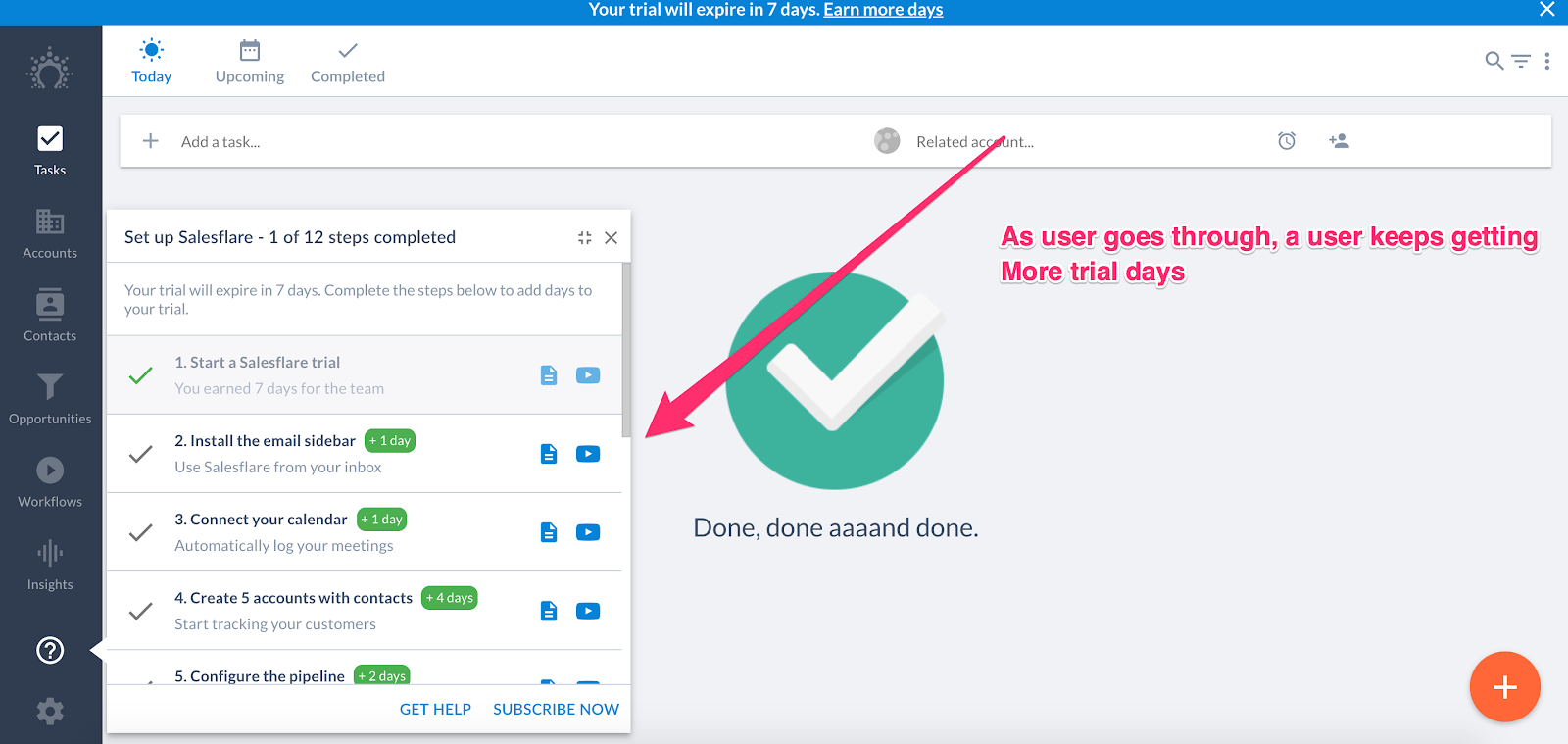 salesflare user onboarding example 7