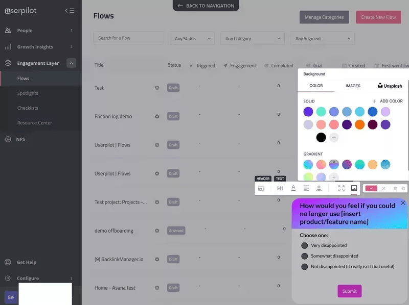 PMF survey in Userpilot