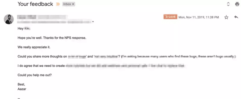Personalized email to reach out to NPS detractors