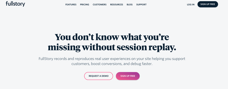 FullStory's home page