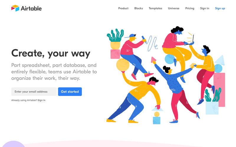 Airtable's home page