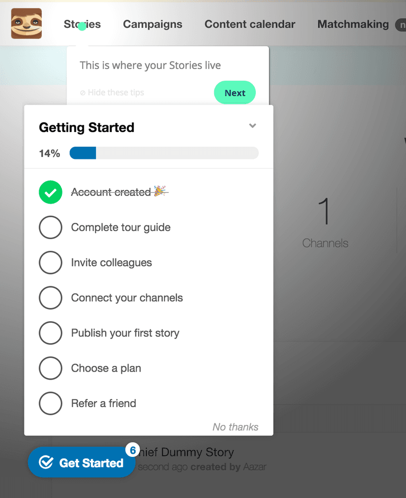 StoryChief is using Zeigranik Effect i.e. A Psychological Effect