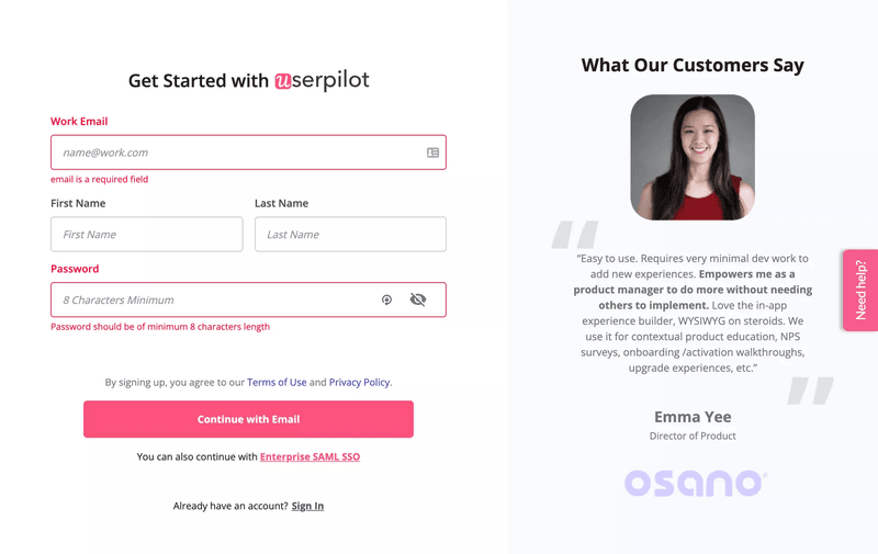 Userpilot Sign-up Flow