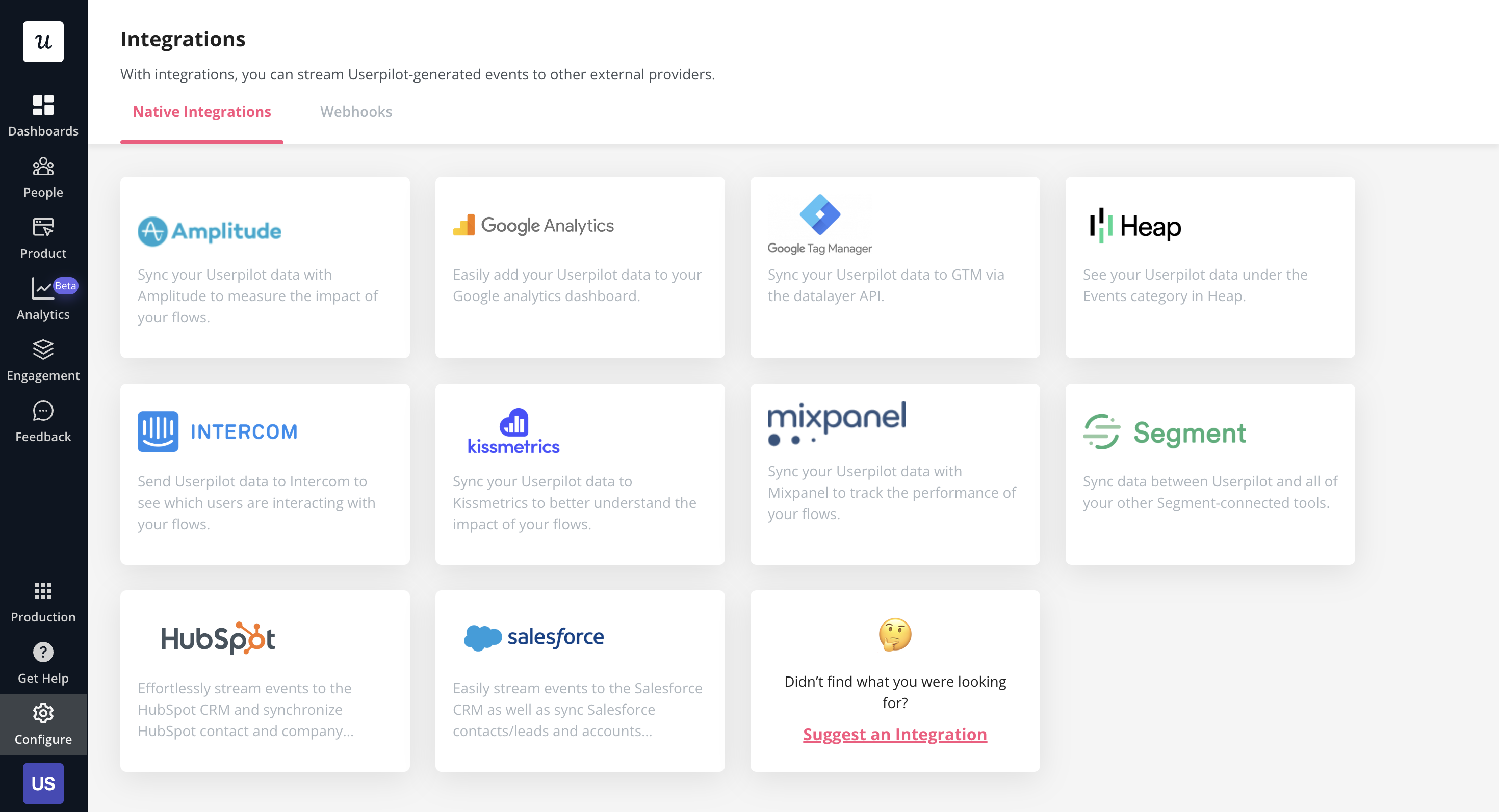 Userpilot native integration