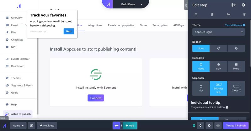 Whatfix alternatives: Appcues dashboard