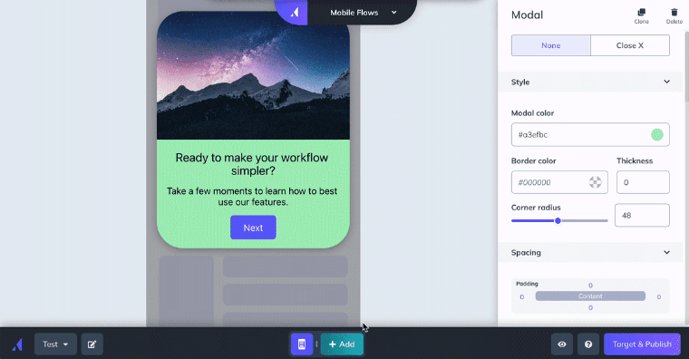 Appcues in-app modal editor