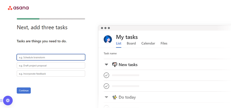 Adding tasks in Asana