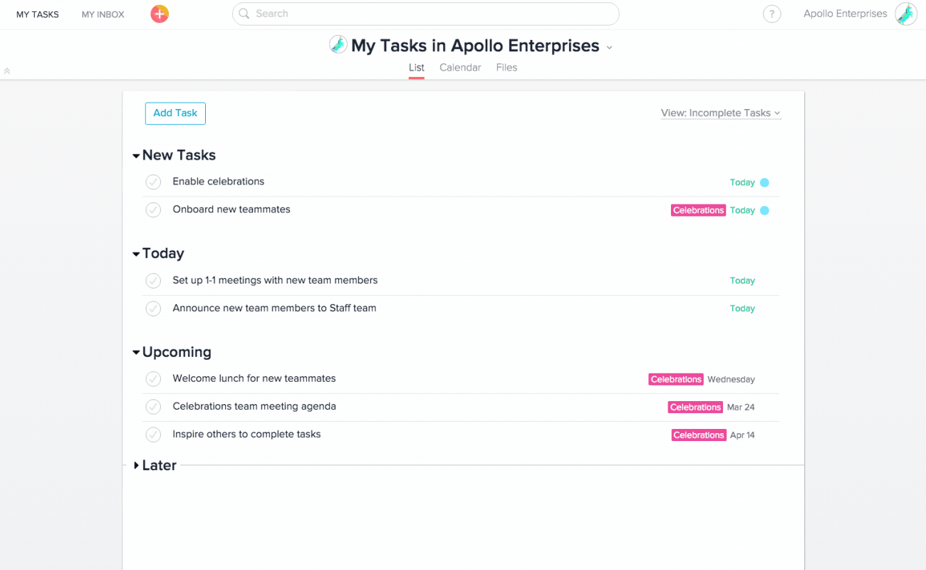 asana ui examples