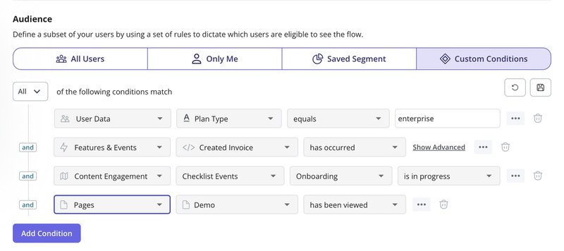 audience settings userpilot features