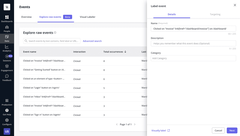 Use Autocapture to track user interactions without manual event instrumentation with Userpilot.