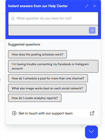Buffer in-app help center
