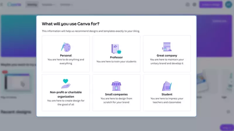 Welcome survey in Canva
