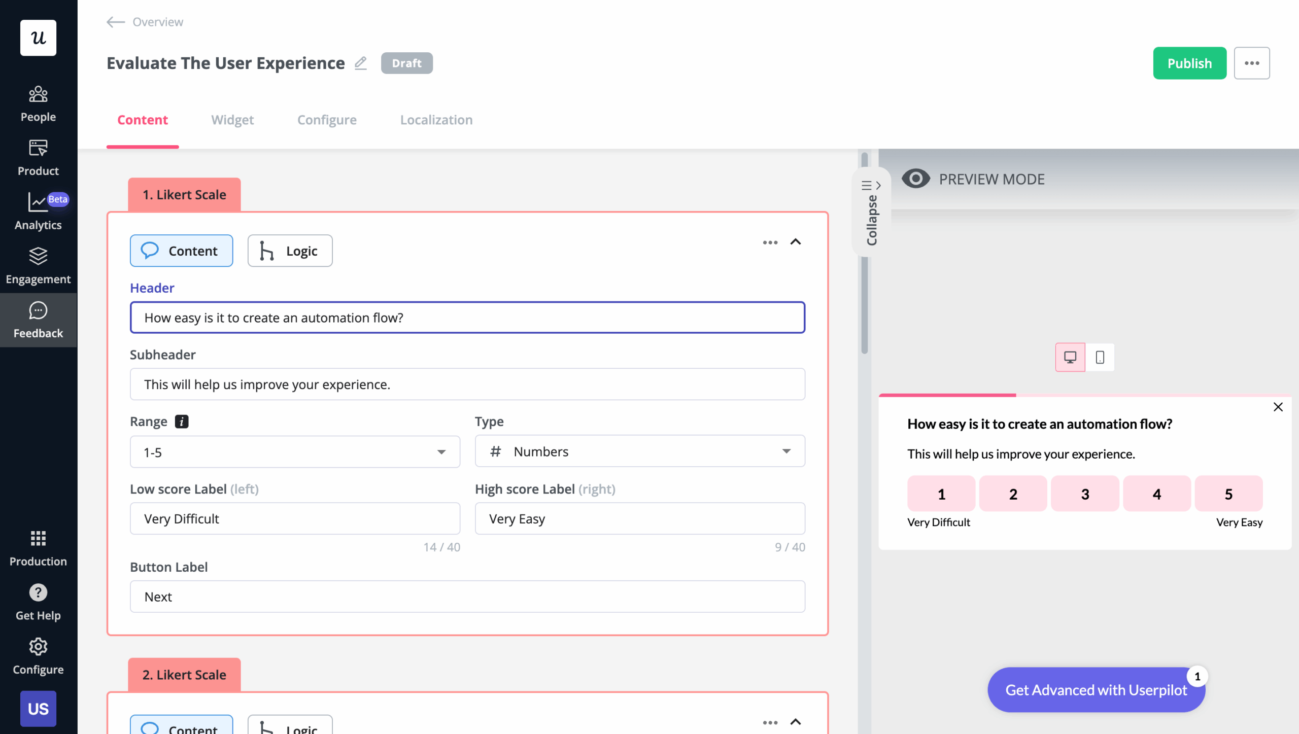 Survey in Userpilot.