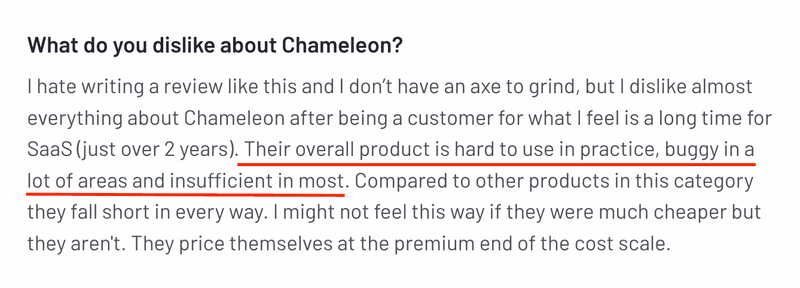 Chameleon negative review.