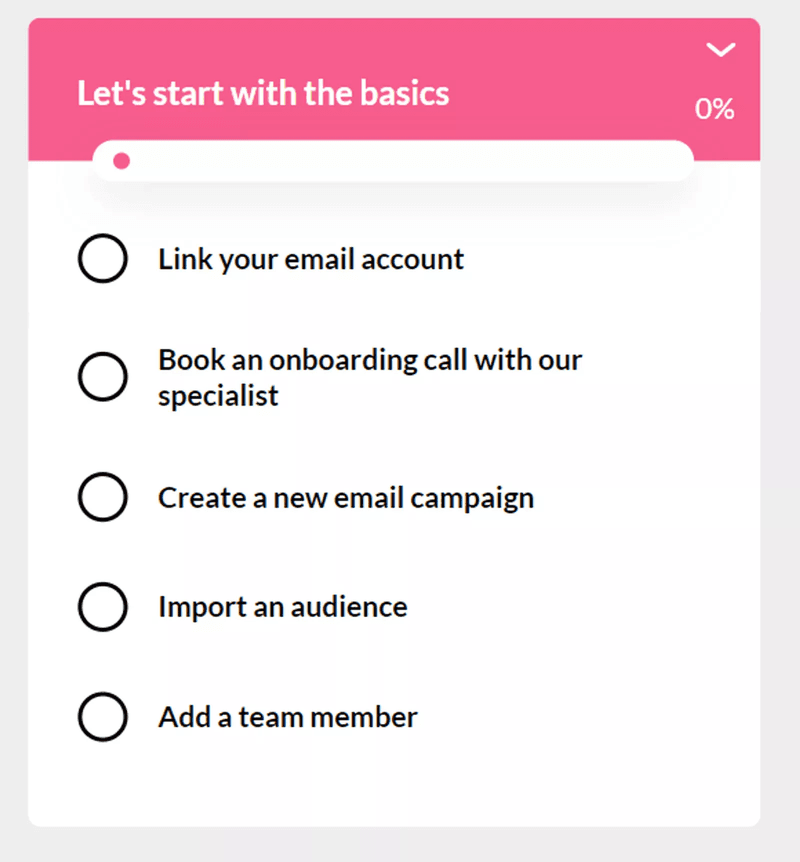Onboarding checklist for quick user activation
