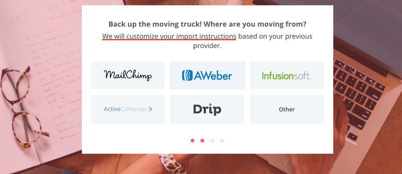 convertkit welcome screen