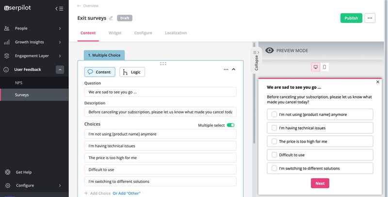 create-exit-surveys-in-userpilot