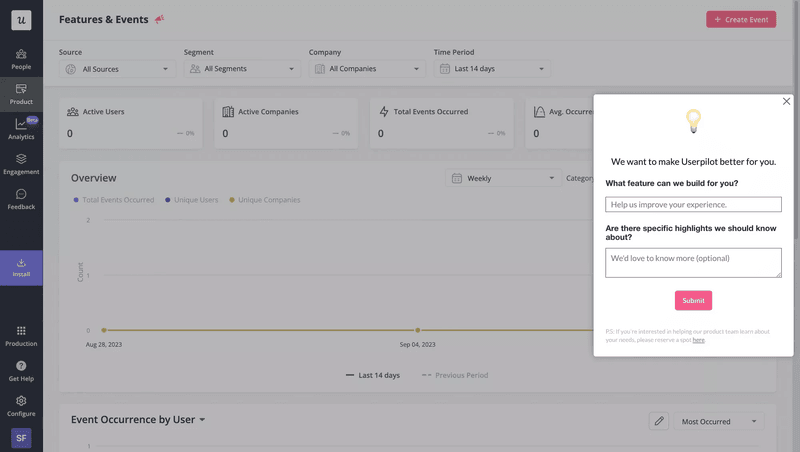 Launch an in-app survey with Userpilot.