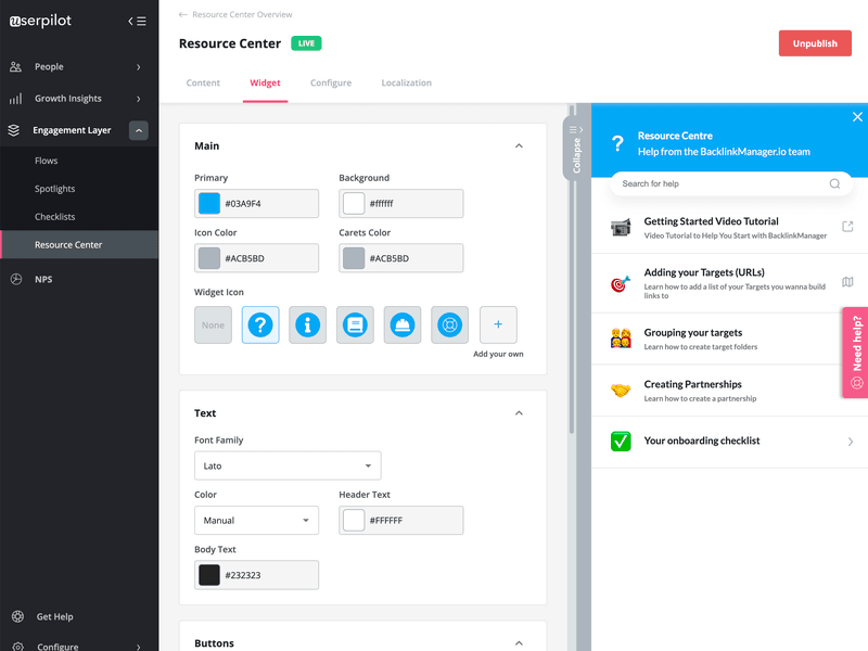 Userpilot allows you to build intuitive resource centers