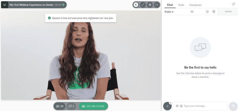 Demio webinar interactive walkthrough
