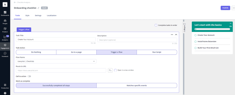 Userpilot onboarding checklist