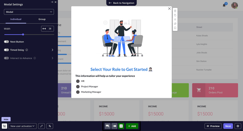 Userpilot onboarding modal design