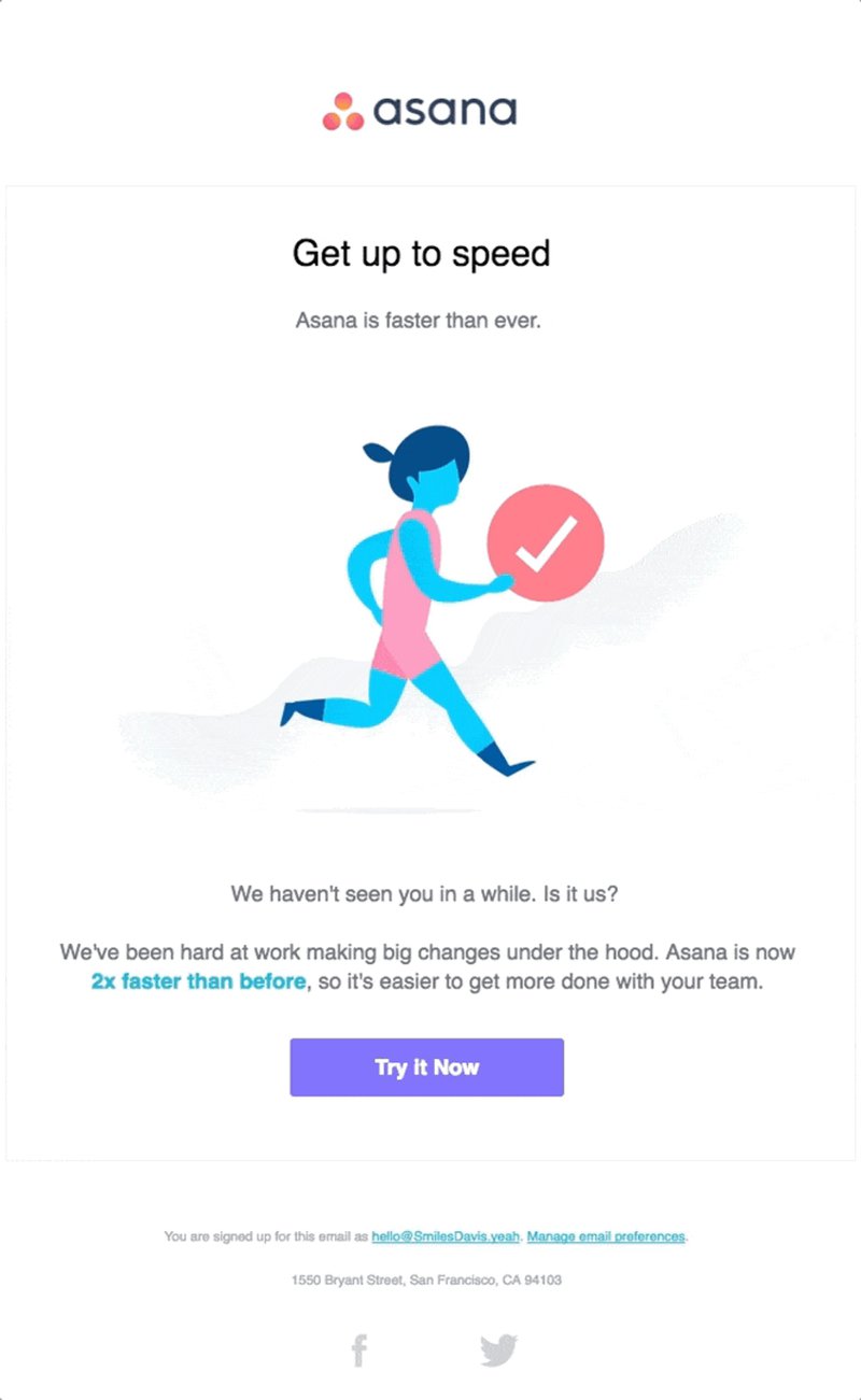 Asana dormant users win-back email
