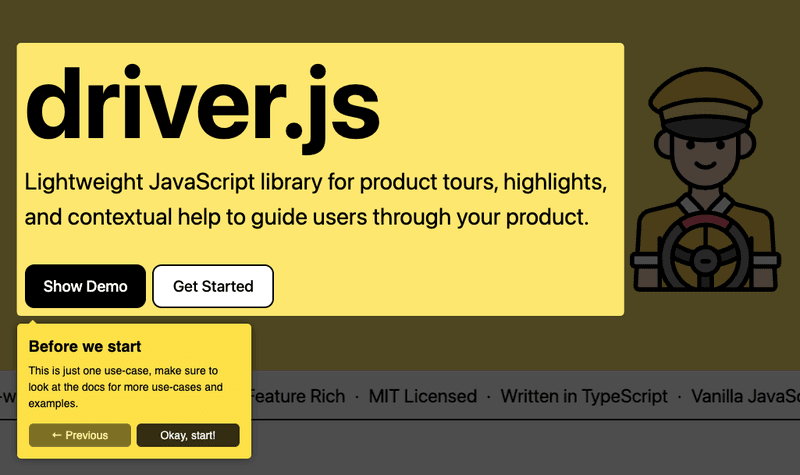 open source user onboarding software driverjs