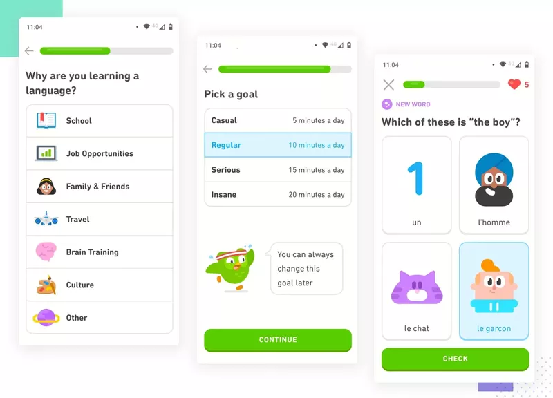 Duolingo boasts a great visual UI. Image source: Justinmindsp