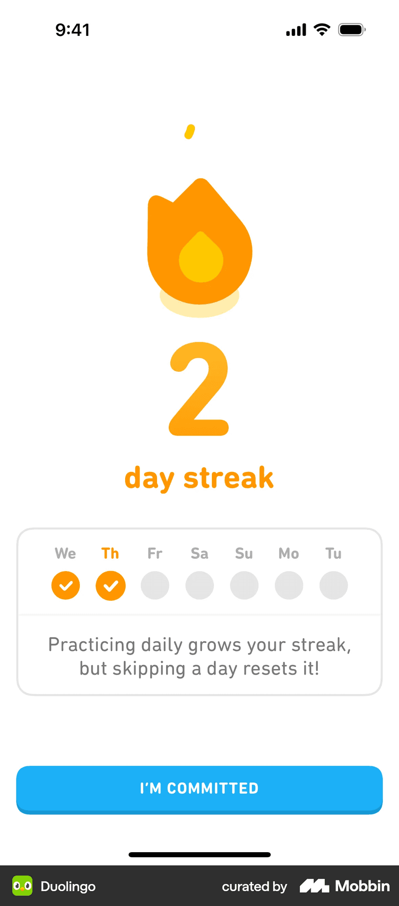 Example of Duolingo streak.