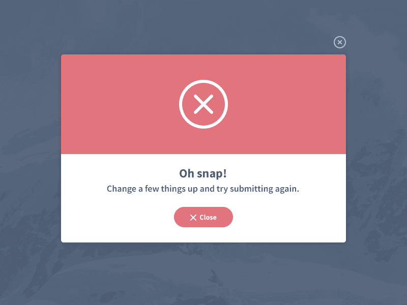 Error modal example (Source: Dribble).