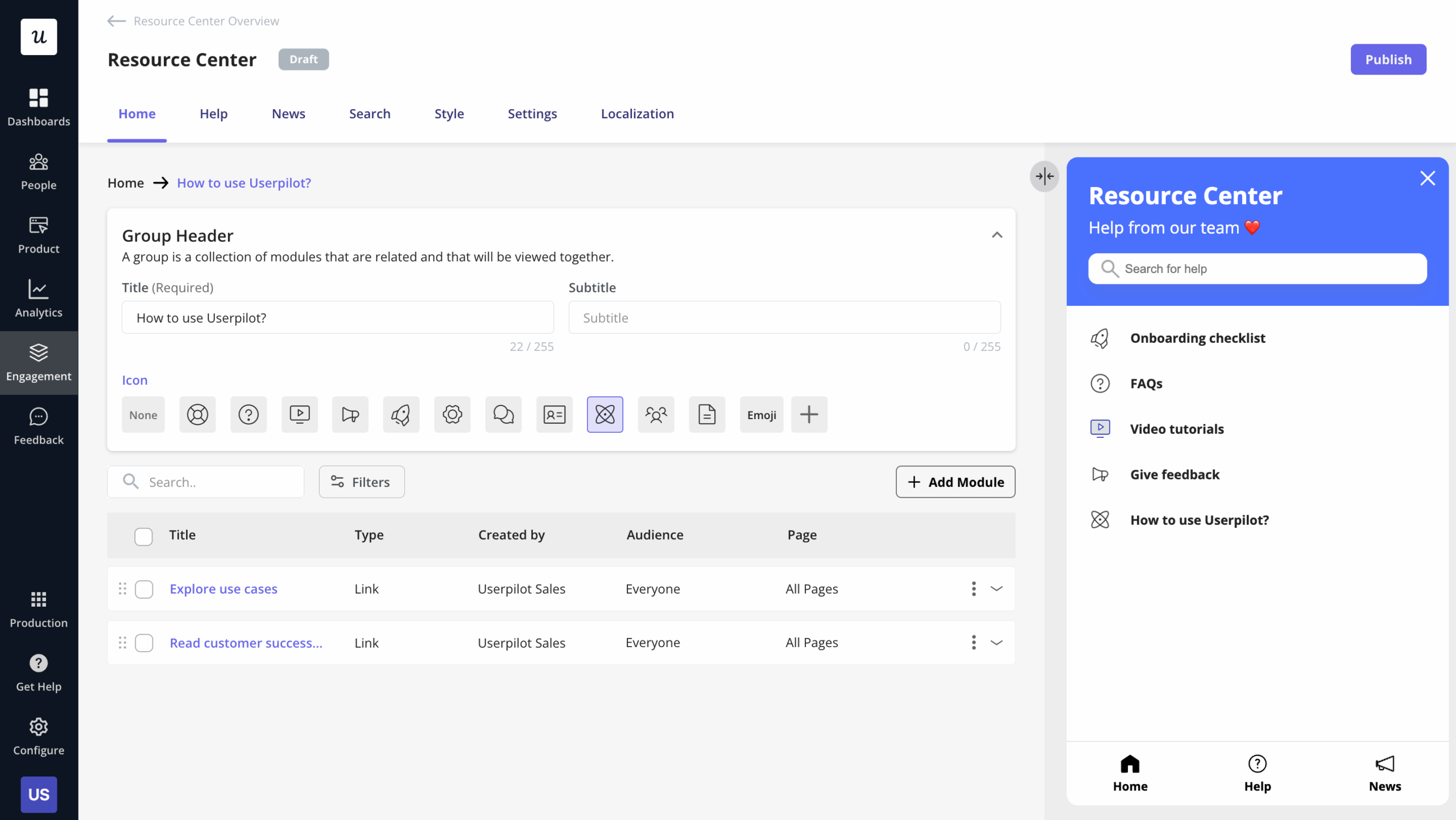 You can customize your modules as you want