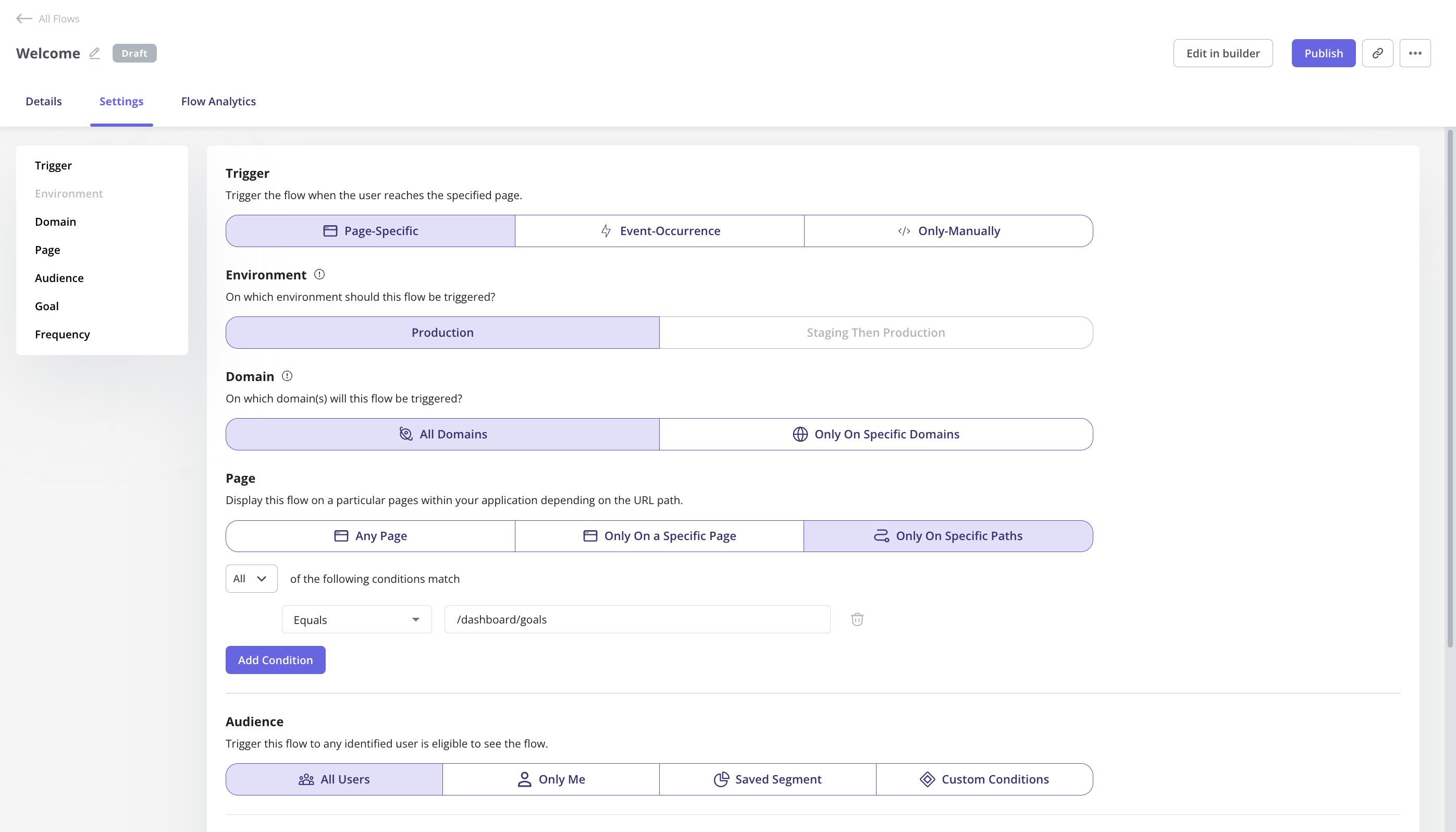 flow trigger settings