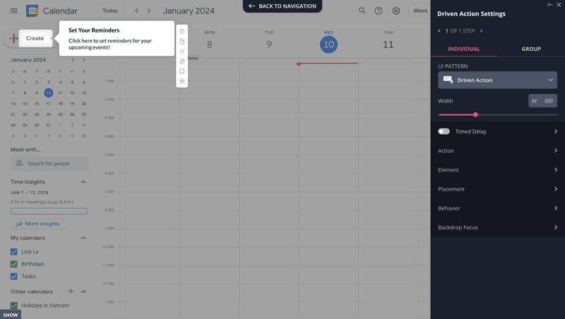 Google Calendar tooltip example