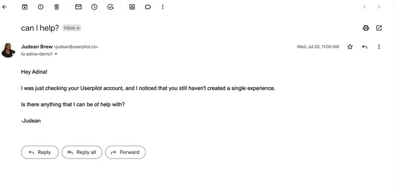 Visual of re-activation inbox.