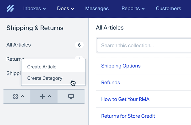 Managing help article categories in Helpscout