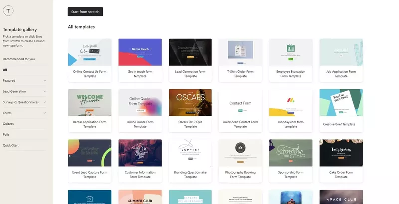 App feedback tools: Typeform