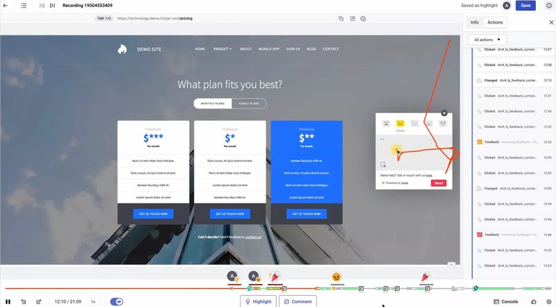 Hotjar’s session recording