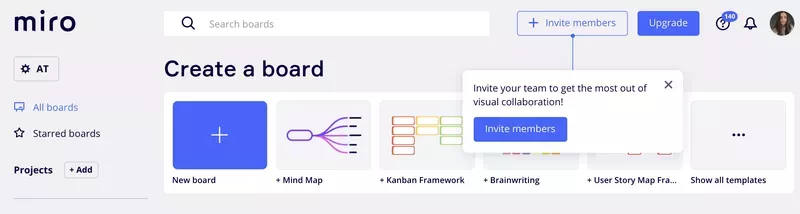 Tooltip examples: Miro