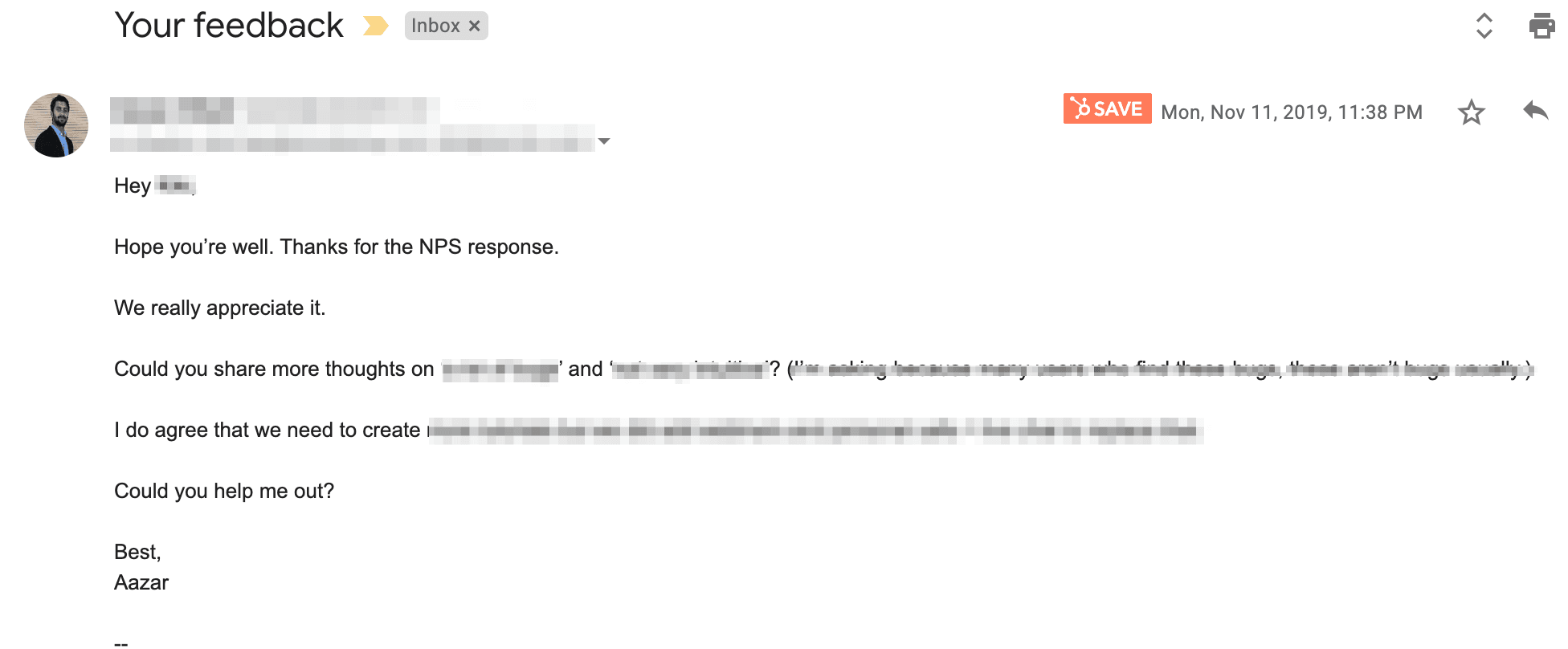 net promoter score (nps) detractor response e-mail