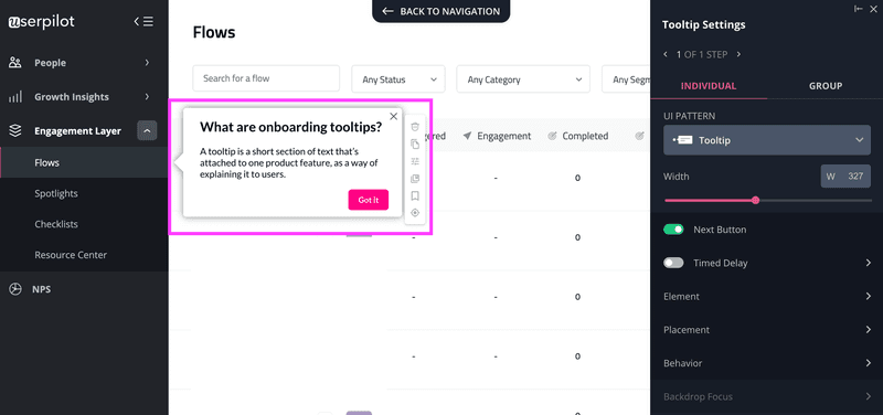 Screenshot of Userpilot onboarding tooltip.