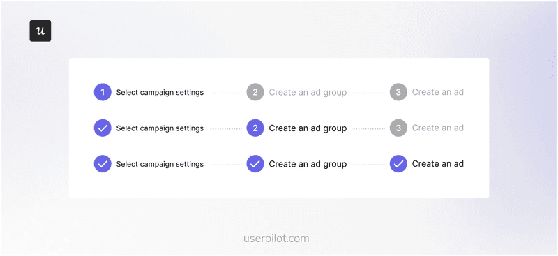 Steps left progress bar.