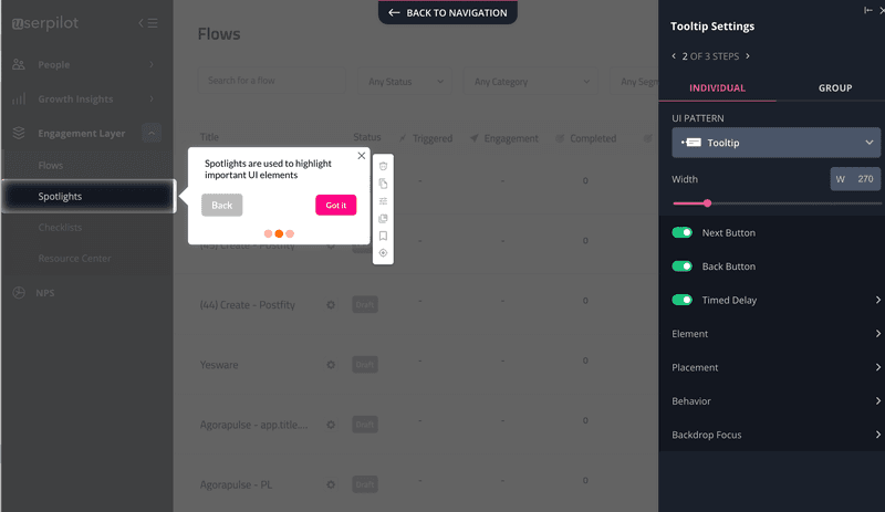 Screenshot of Userpilot interface.